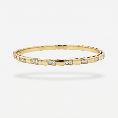 Coil Pave Bangle with White Round Stone – on Rose Gold
