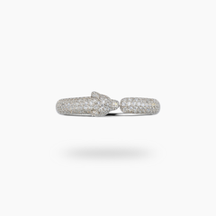 Tiger Pave Ring with White Round Stone – on White Gold
