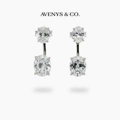 Air Drop Earrings with White Oval Stone – on White Gold