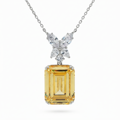 Emerald Necklace with Yellow Emerald Stone – on White Gold