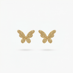 Butterfly Earrings with Yellow Round Stone – on White Gold