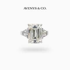 Trilogy Ring with White Emerald Stone – on White Gold