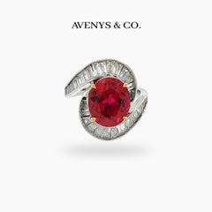 Eclipse Ring with Avenys Created Pigeon Blood Oval Ruby – on White Gold