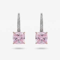 Princess Drop Earring with Pink Princess Stone – on White Gold