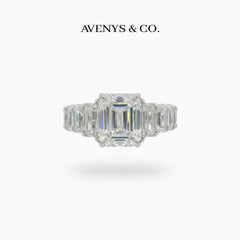 Princess Eternity Ring with White Radiant Stone – on White Gold