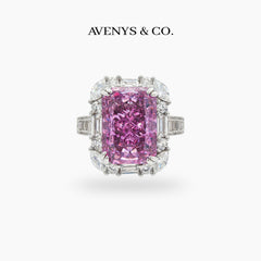 Eden Frame Ring with Purple Radiant Stone – on White Gold