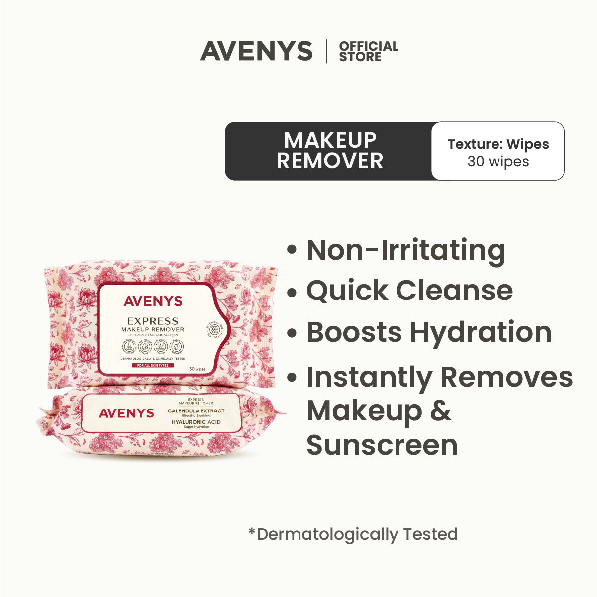 AVENYS Express Makeup Remover Wipes