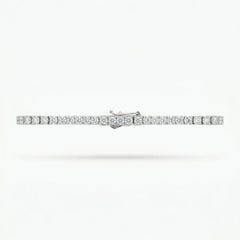 Delicate Tennis Bracelet (2mm) with White Round Stone – on White Gold