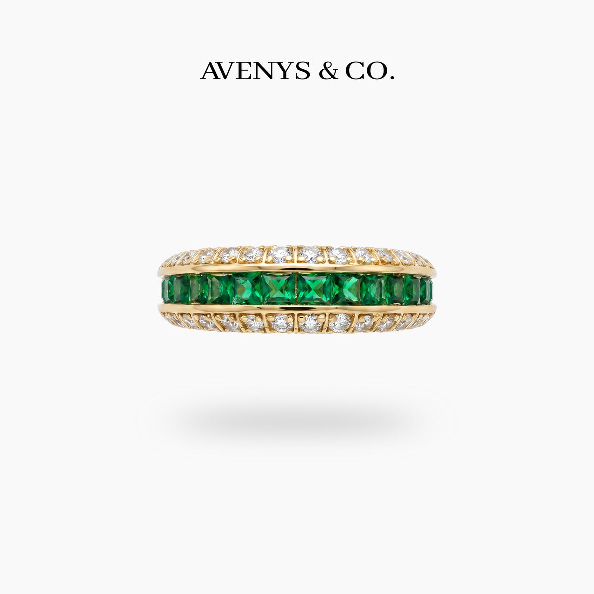 Greenline Ring with Green Emerald Stone – on Yellow Gold