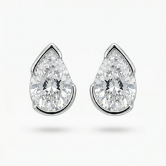Duality Earrings with White Pear Stone – on White Gold