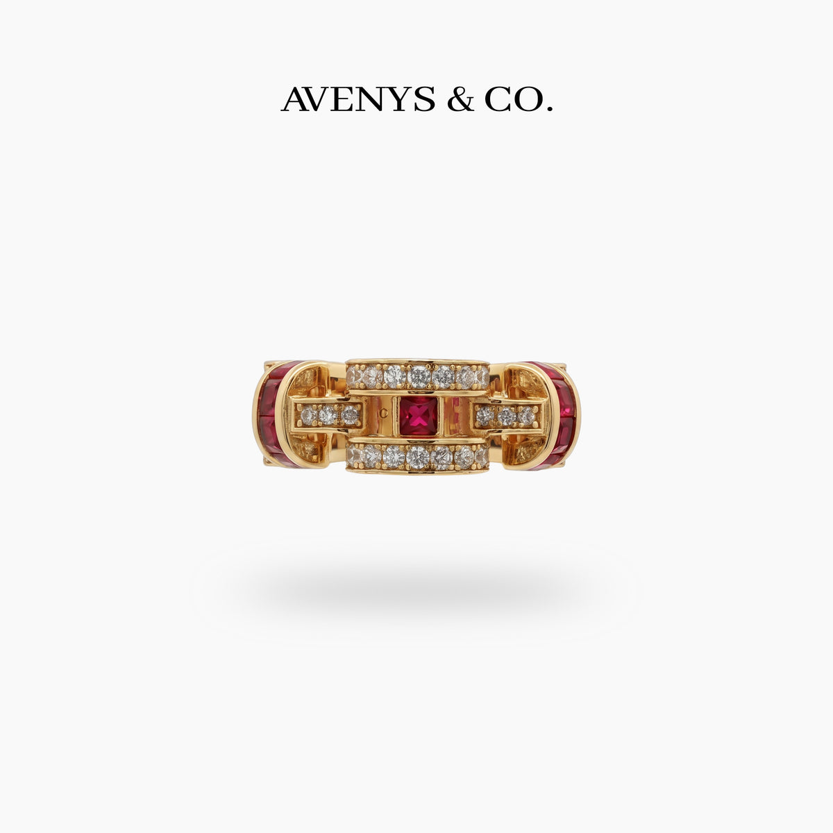 Libre Ring with Red Emerald Stone – on Yellow Gold