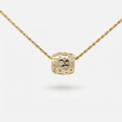 Constellation Pendant Necklace with White Round Stone – on Yellow Gold
