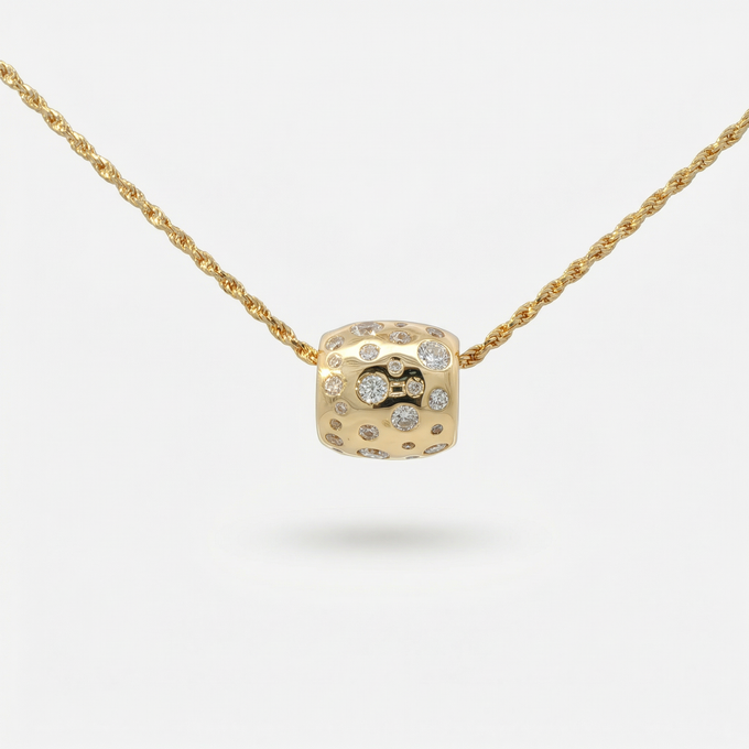 Constellation Pendant Necklace with White Round Stone – on Yellow Gold