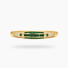 Cleopatra Bangle with Green Emerald Stone – on Yellow Gold