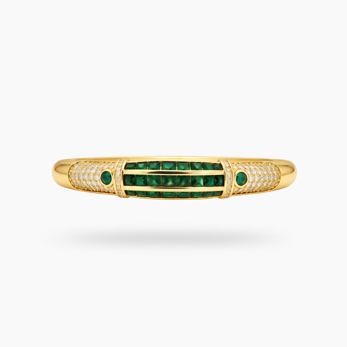 Cleopatra Bangle with Green Emerald Stone – on Yellow Gold