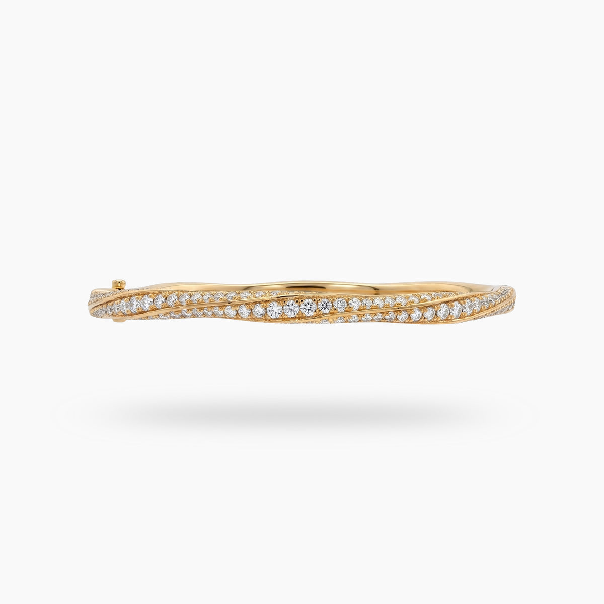 Spiral Bangle with White Round Stone – on Yellow Gold