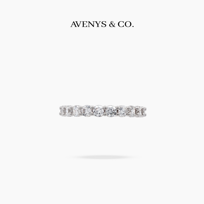 AV Forever™ Air Eternity Ring (3mm) with White Round Stone – on White Gold
