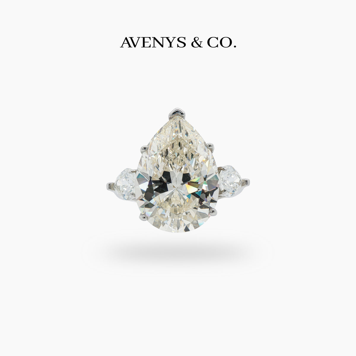 Pear Trilogy Ring with Champagne Pear Stone – on White Gold