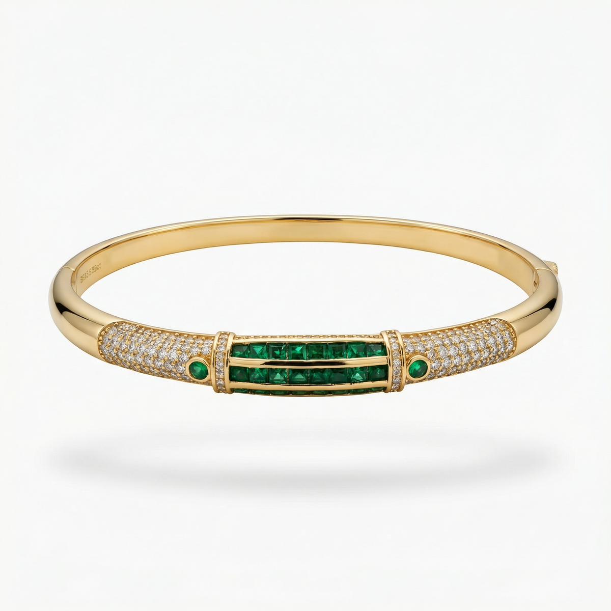 Cleopatra Bangle with Green Emerald Stone – on Yellow Gold