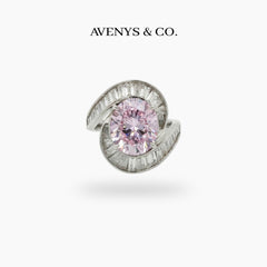 Eclipse Ring with Pink Oval Stone – on White Gold