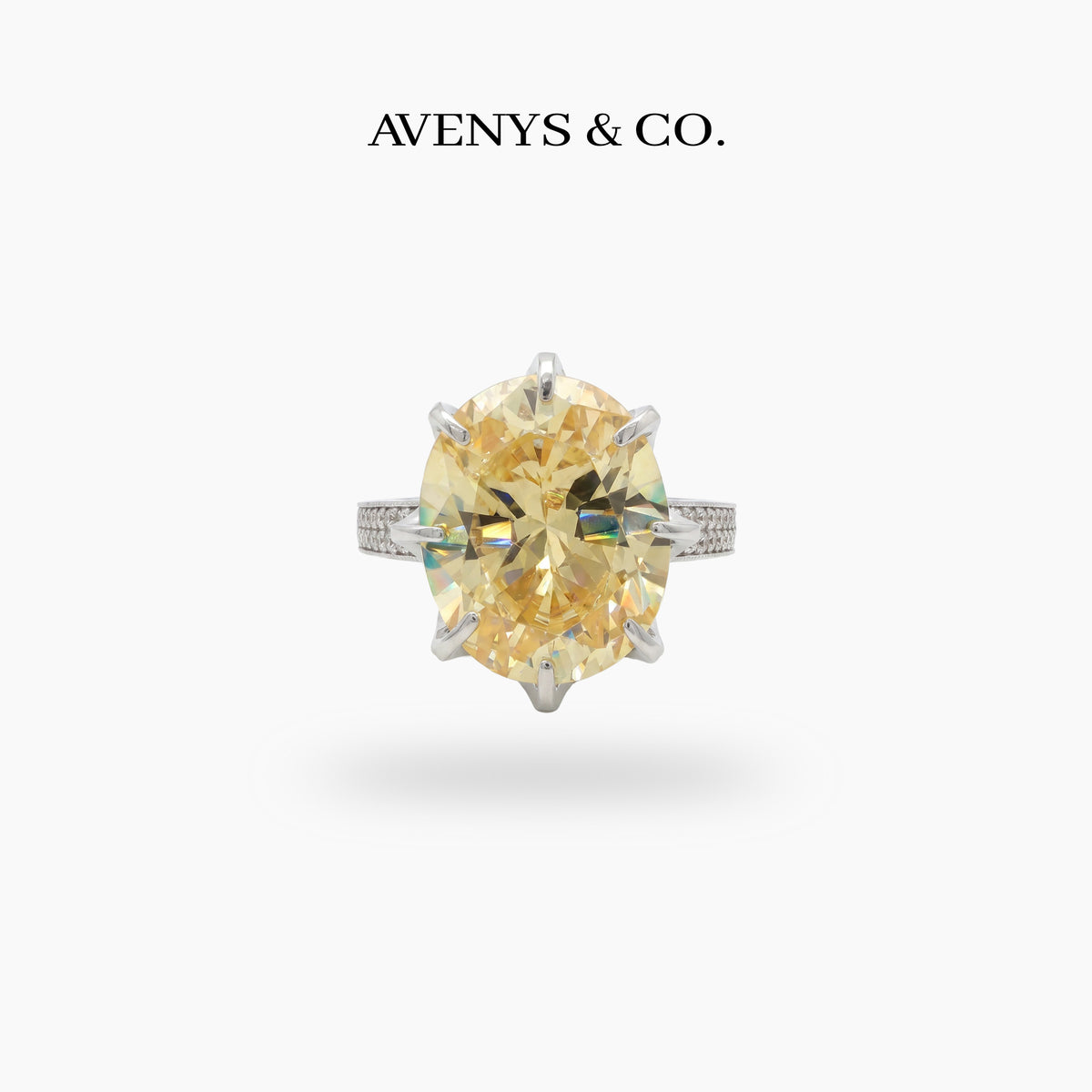 Imperial Ring with Yellow Oval Stone – on White Gold