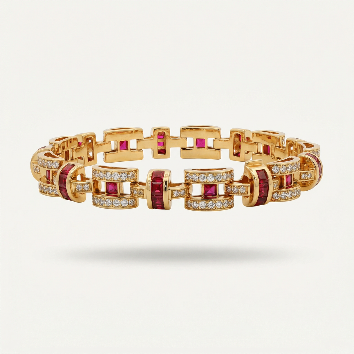 Libre Bracelet with Red Emerald Stone – on Yellow Gold