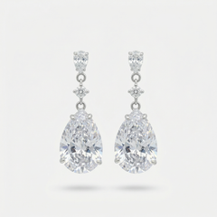 Pear Drop Earrings with White Pear Stone – on White Gold
