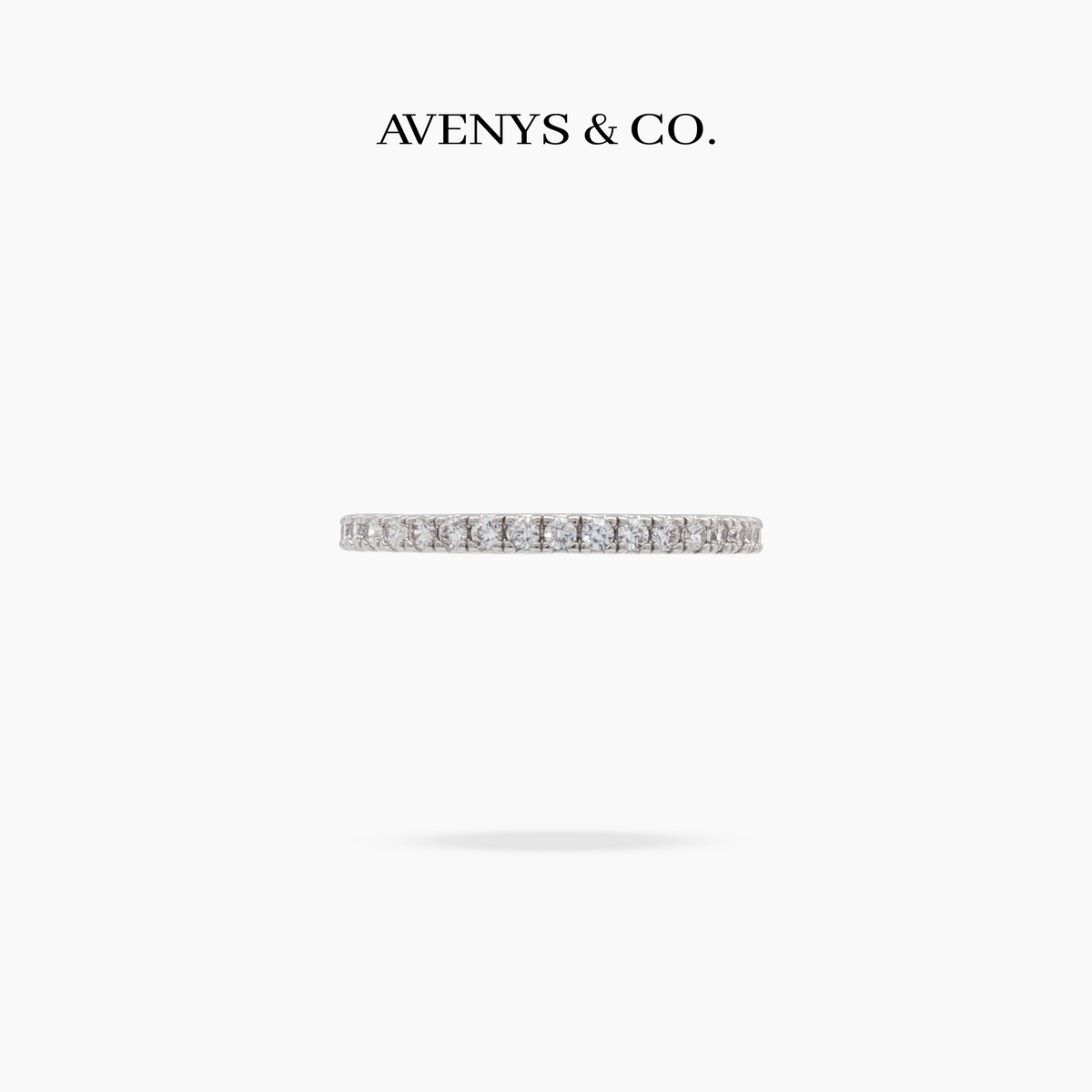 AV Forever™ French Pave Eternity Ring (2mm) with White Round Stone – on White Gold