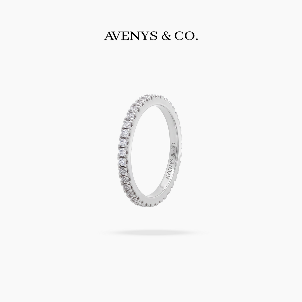 AV Forever™ Eternity Ring (2mm) with White Round Stone – on White Gold