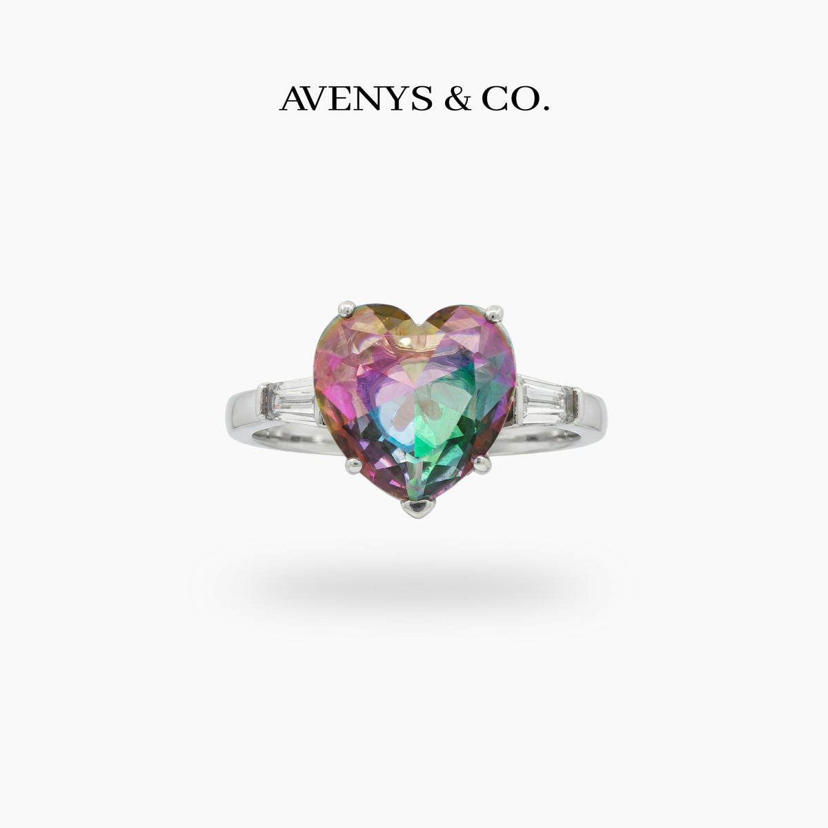 Love Heart Trilogy with Alexandrite Heart Stone – on White Gold