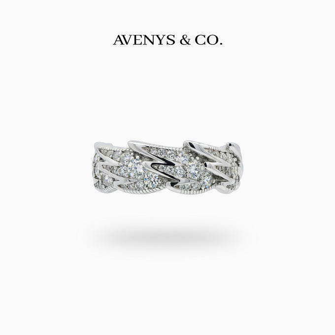 Birds Classic Ring with White Round Stone – on White Gold