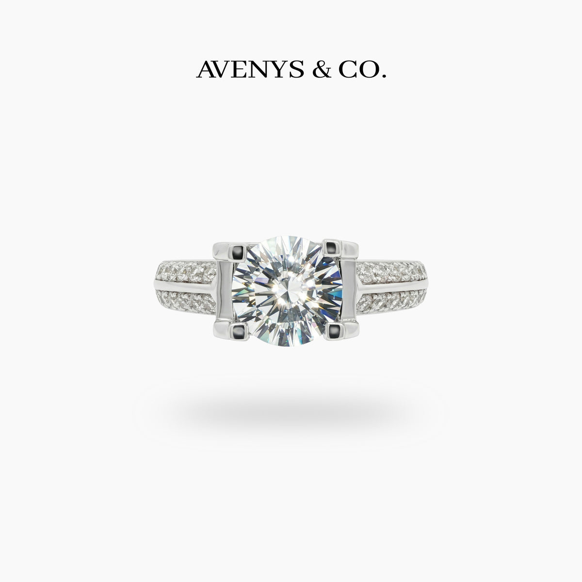 Suspension Max Pave Ring with White Round Stone – on White Gold