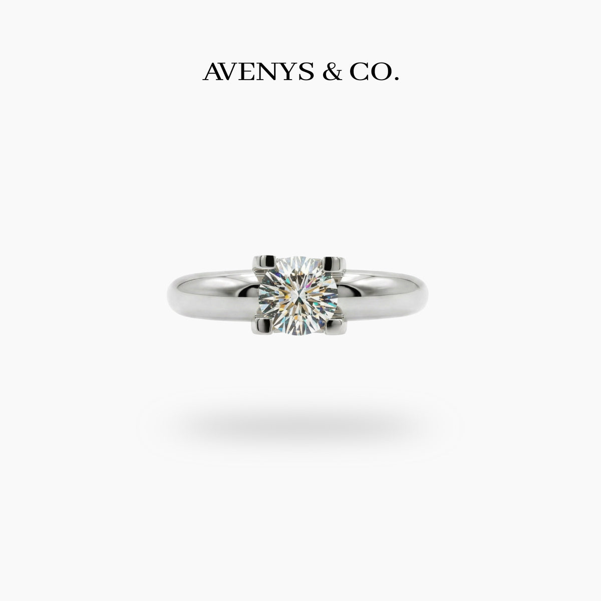 Suspension Max Ring with White Round Stone – on White Gold