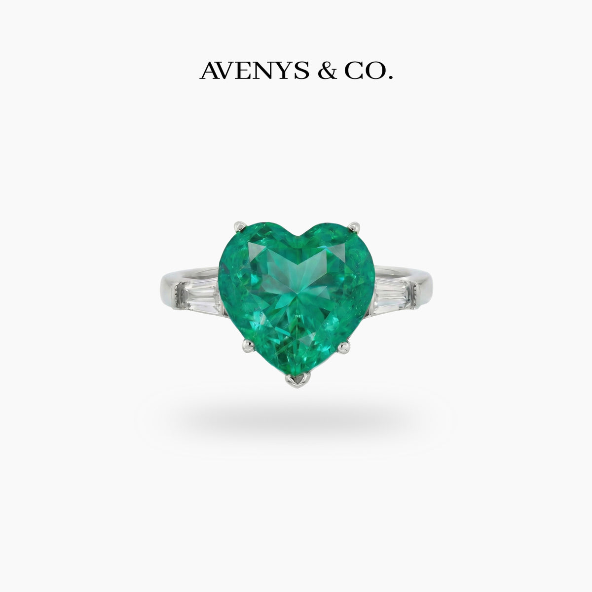 Love Heart Trilogy with Paraiba Heart Stone – on White Gold