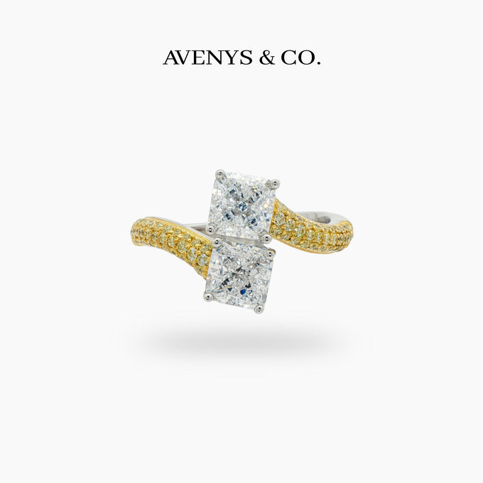 Duality Ring with White Pear Stone – on White Gold