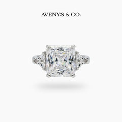 Square Radiant Ring with White Radiant Stone – on White Gold
