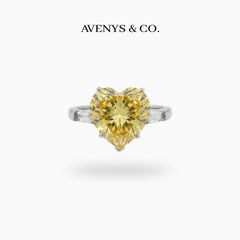 Love Heart Trilogy with Yellow Heart Stone – on White Gold