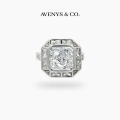 Radiant Frame Ring with White Radiant Stone – on White Gold
