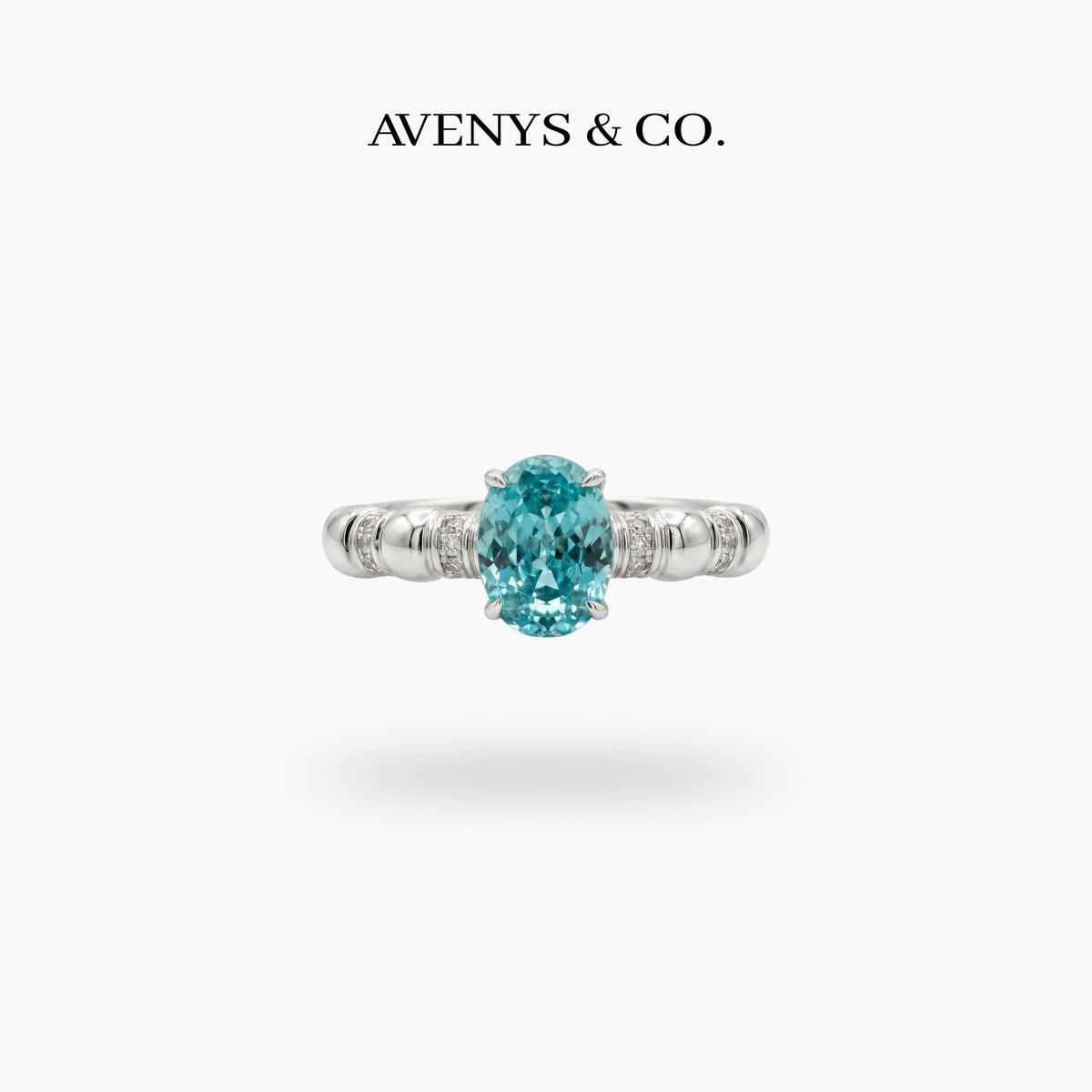 Oval Paraiba Solitaire Ring with Paraiba Oval Stone – on White Gold