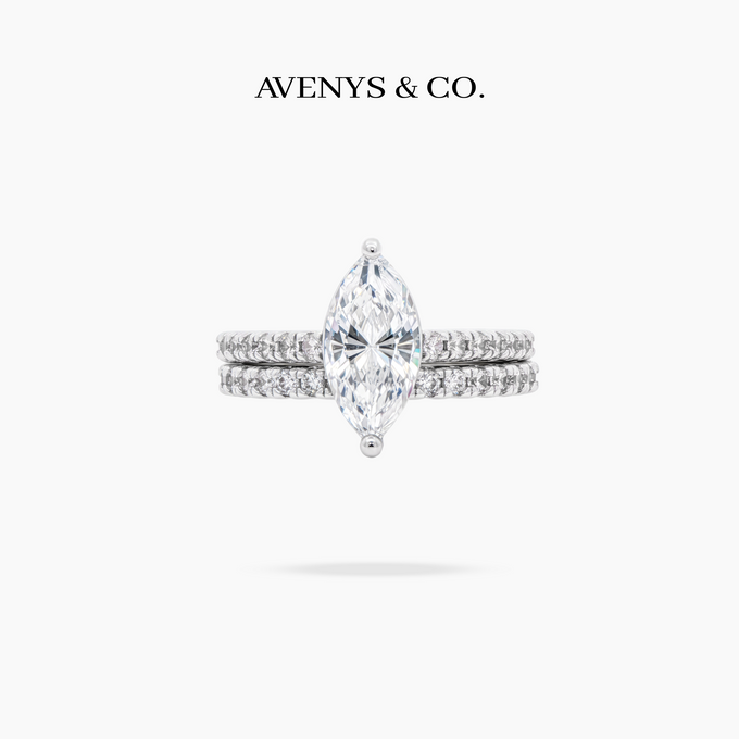 AV Dua™ Marquise Ring Set with White Marquise Stone – on White Gold