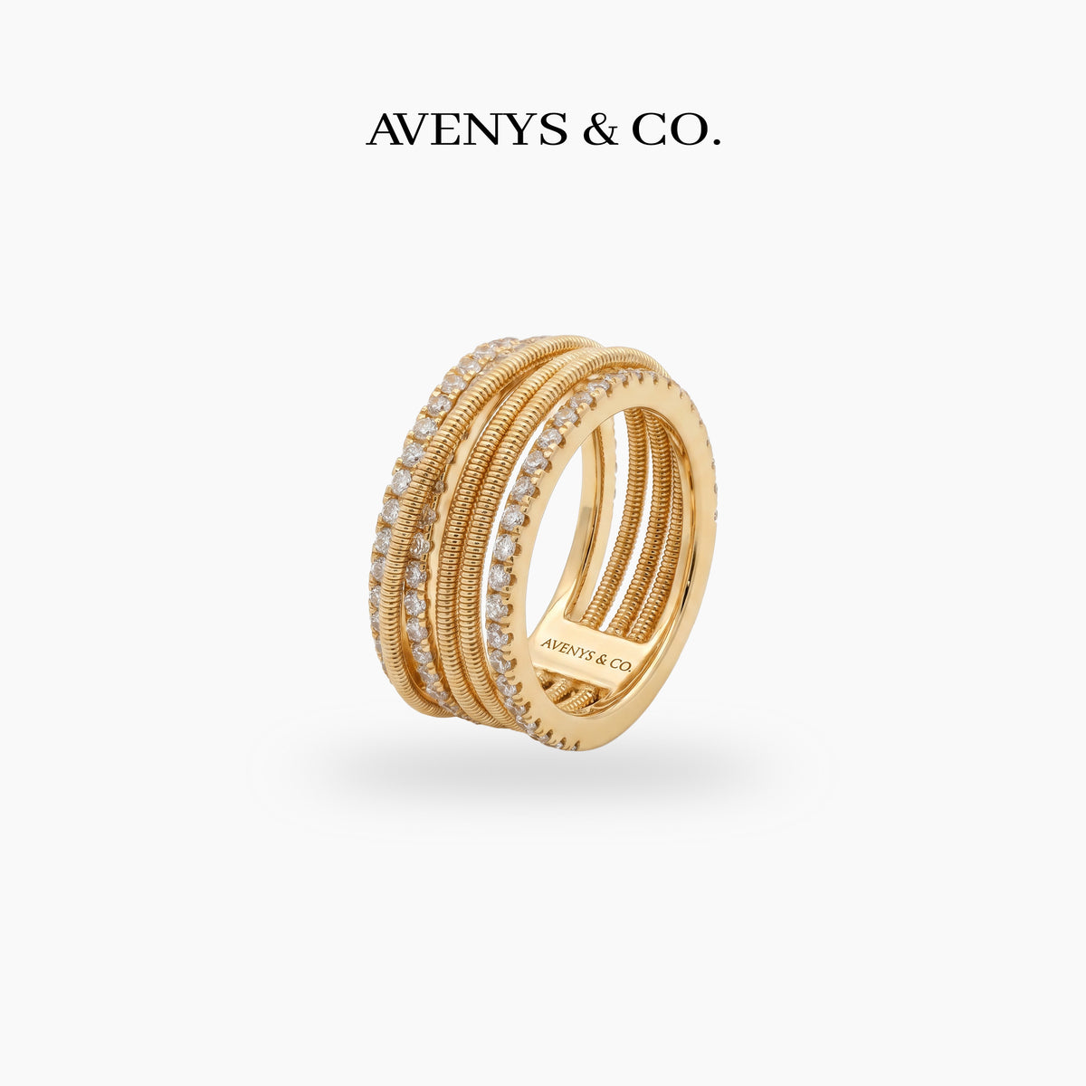 Crossline Wide Pave Ring with White Round Stone – on White Gold