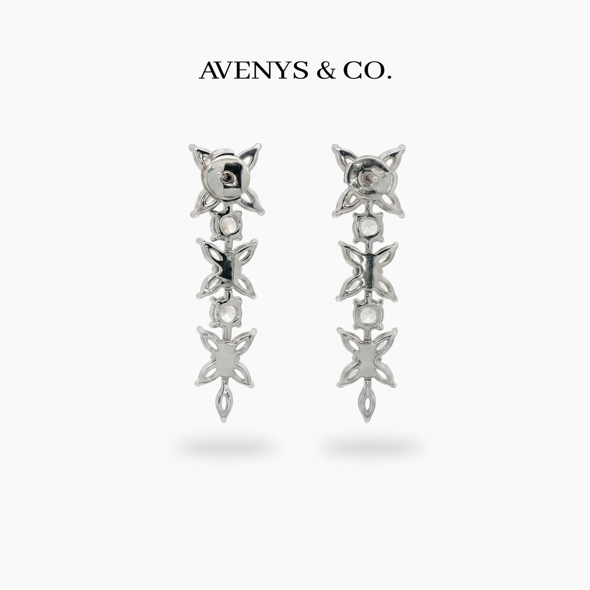 Star Eternity Earrings with White Marquise Stone – on White Gold
