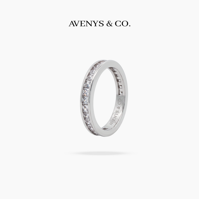 AV Forever™ Channel Princess Eternity Ring (3mm) with White Princess Stone – on White Gold