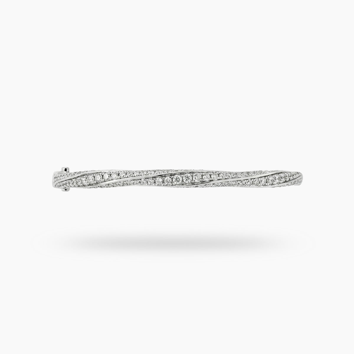 Spiral Bangle with White Round Stone – on White Gold