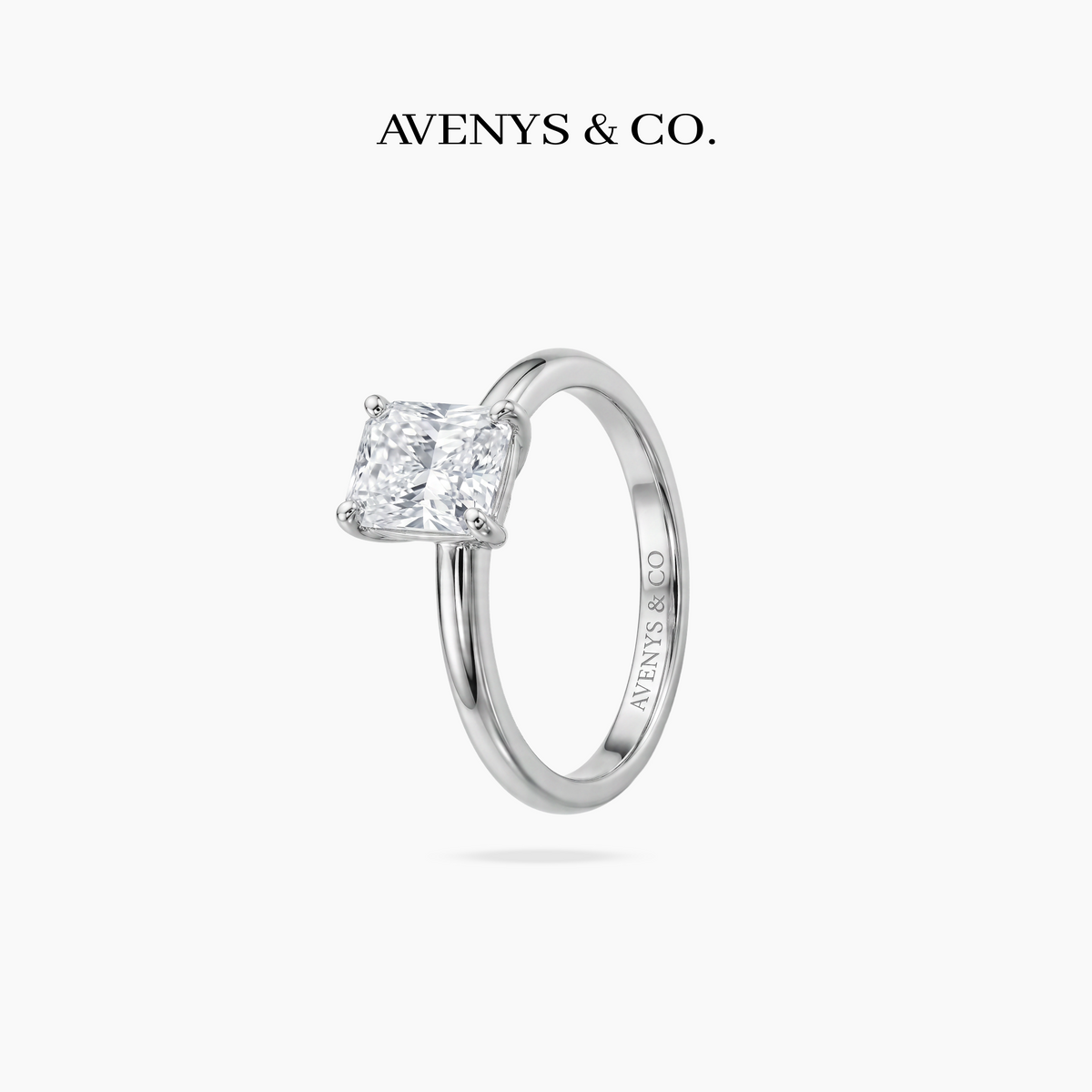 Cushion Delicate Ring with White Cushion Stone – on White Gold