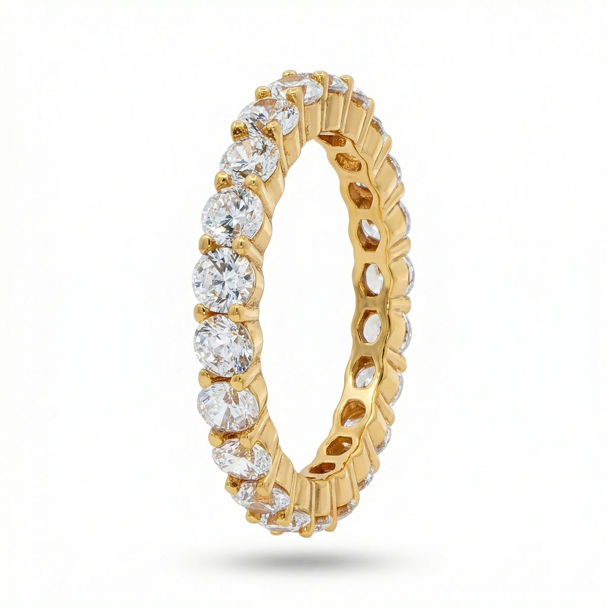 Eternity Band with White Round Stone – on Yellow Gold