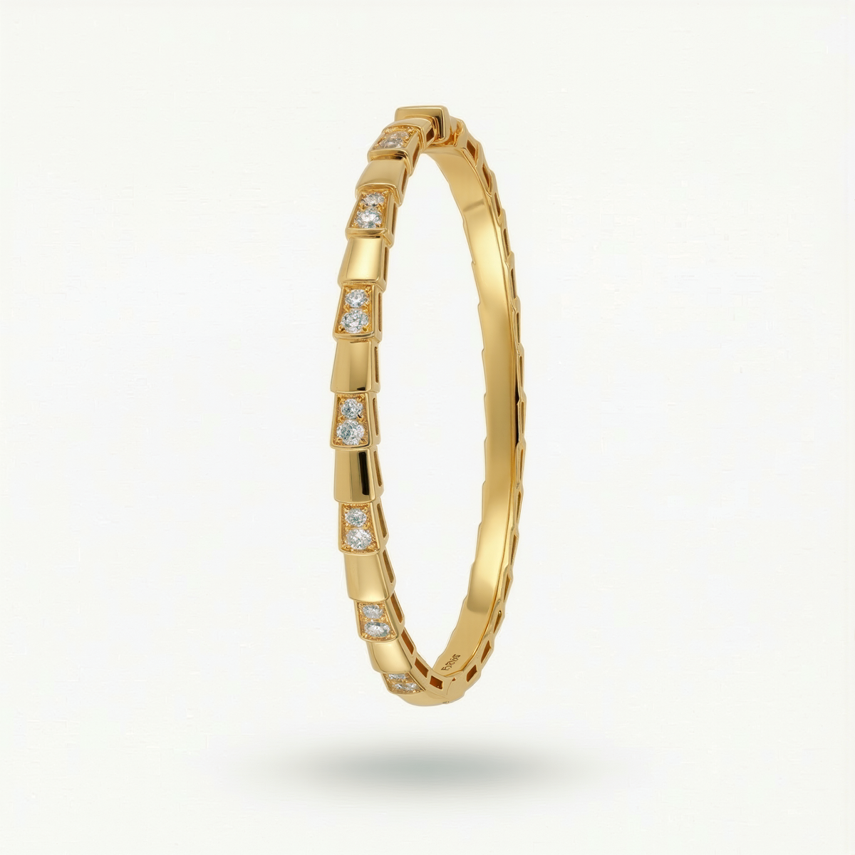 Coil Pave Bangle with White Round Stone – on Rose Gold