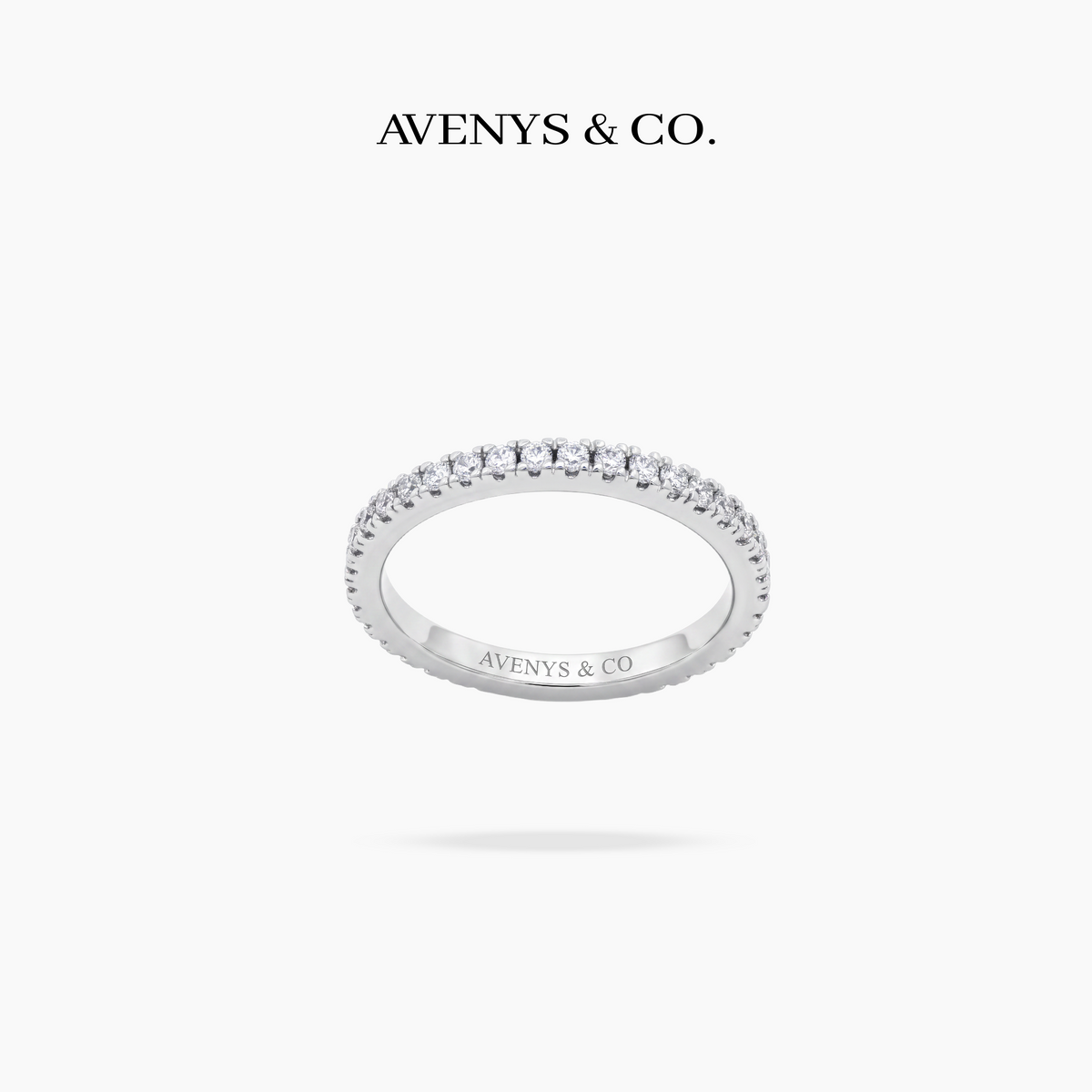 AV Forever™ Eternity Ring (2mm) with White Round Stone – on White Gold