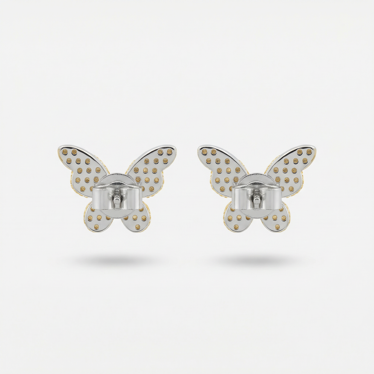 Butterfly Earrings with Yellow Round Stone – on White Gold