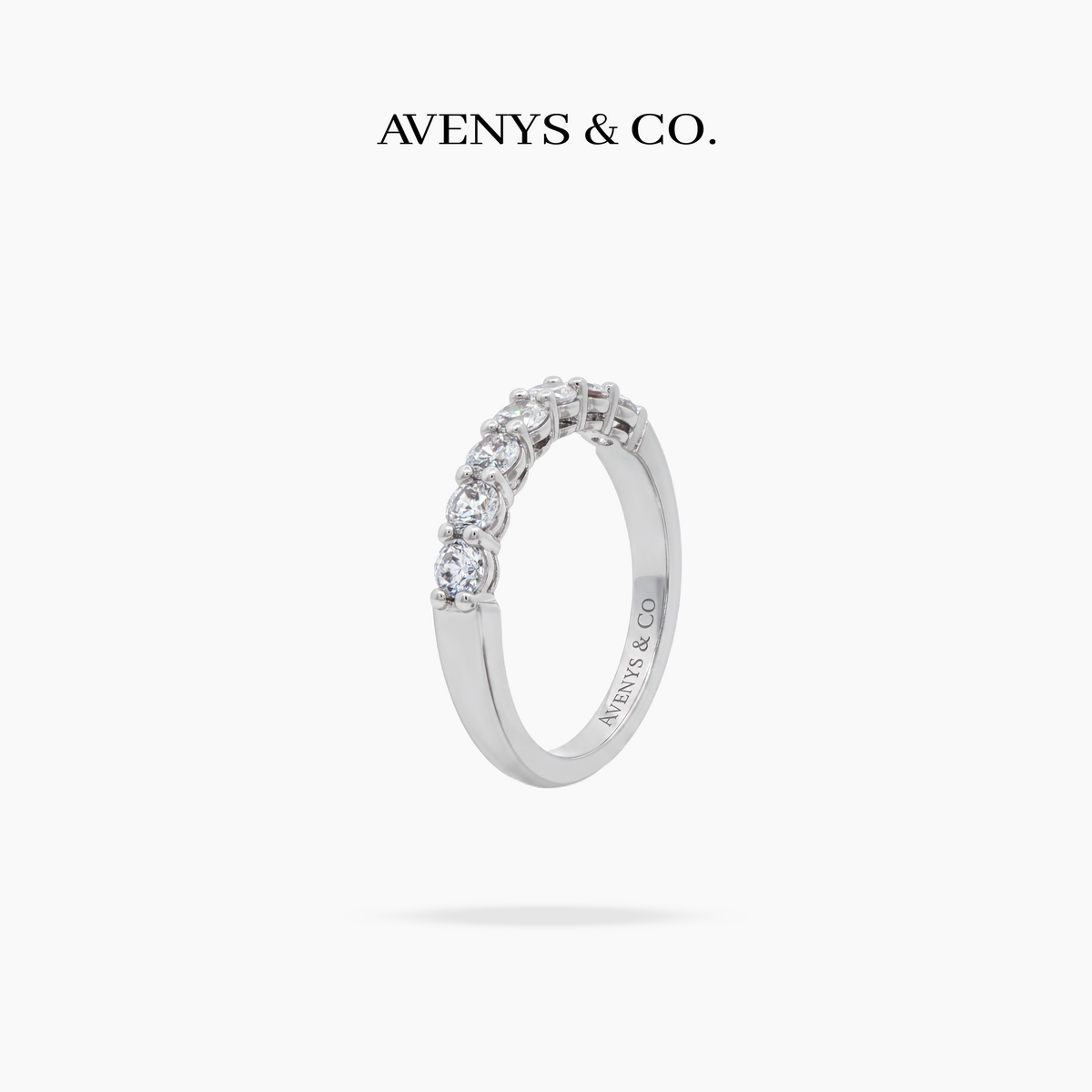 AV Forever™ Air Half Eternity Ring (3mm) with White Round Stone – on White Gold